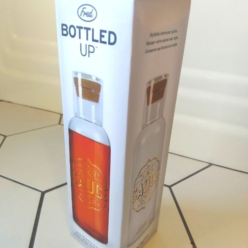 Cute Small Glass Corked Liquor Decanter & Shot Glass, Bottled Up by Fred